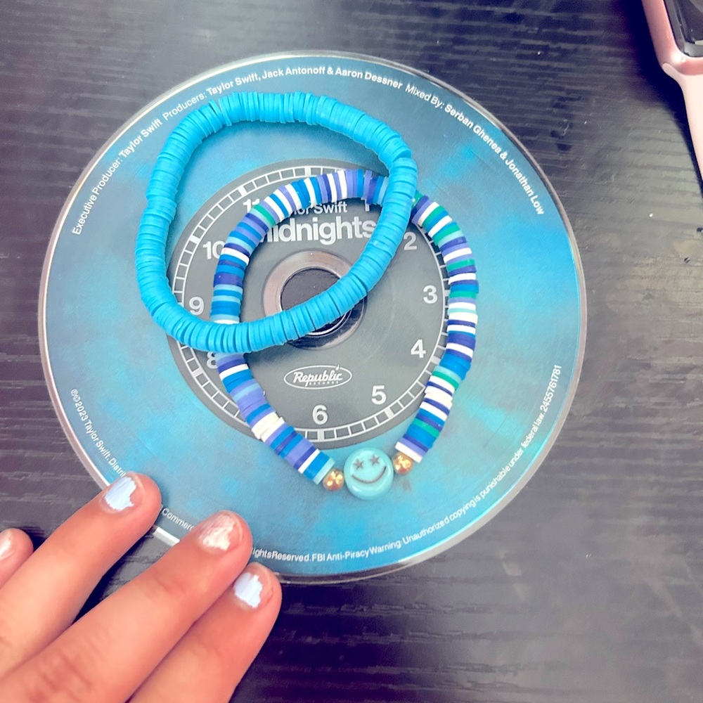 a set of two blue bracelets!